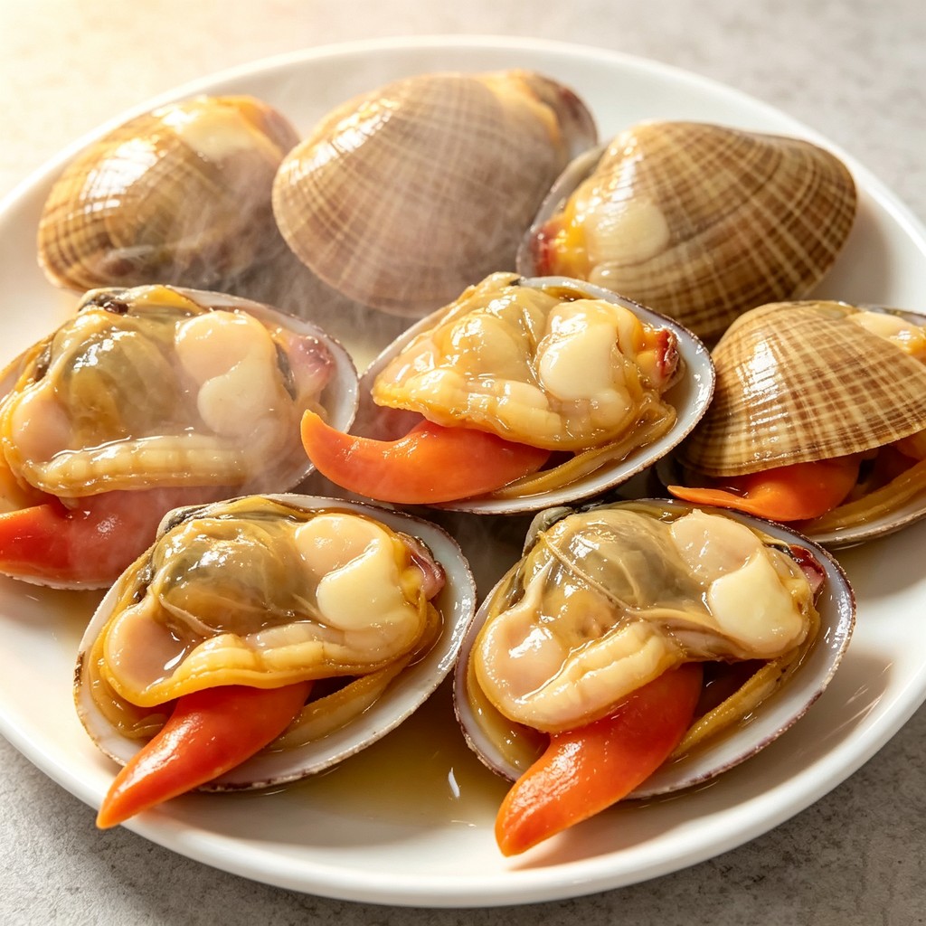 Group of large clams with fine natural shell banding